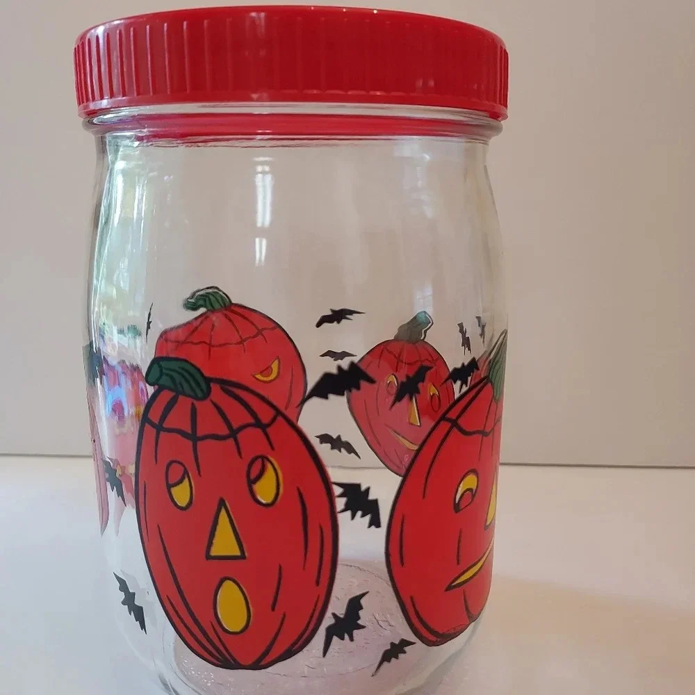 Vintage Glass Canister Pumpkins and Bats - Picture 3 of 10
